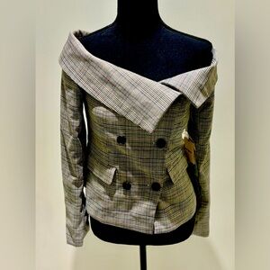 Superdown off shoulder double breasted blazer top